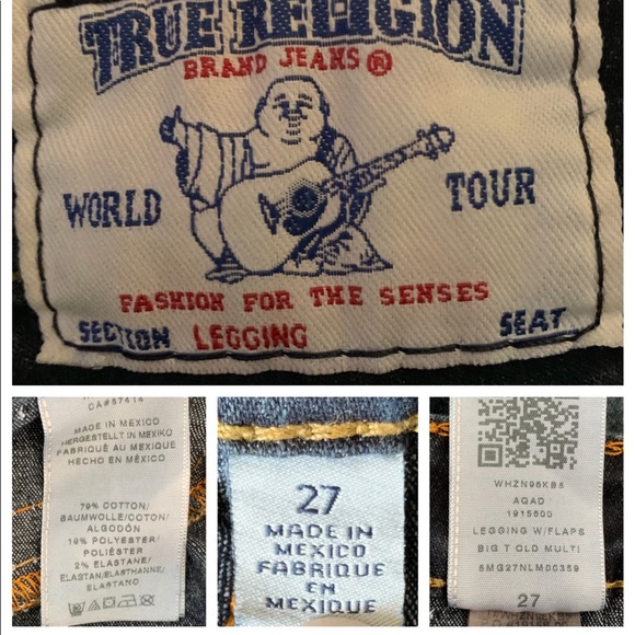 True Religion Leggings Dark Wash Flaps Women 27x29 - Picture 7 of 7